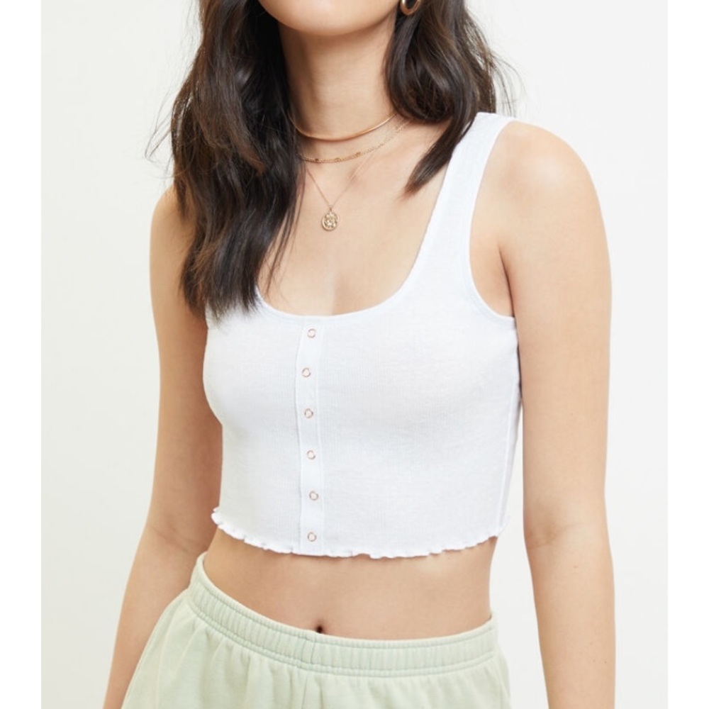 NWT white button up cropped tank top